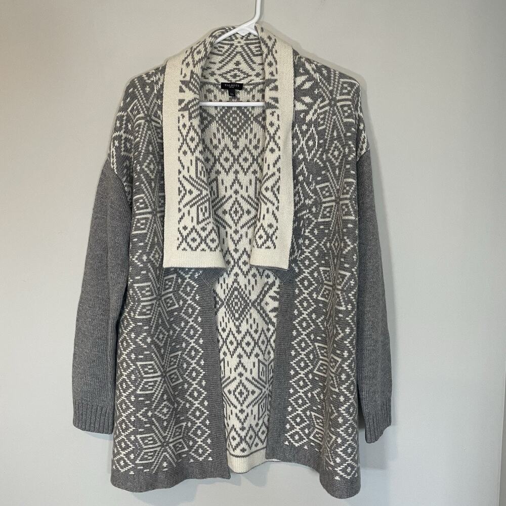 Talbots Petites Womens Fair Isle Cardigan Sweater Wool Cashmere Blend Size LP‎